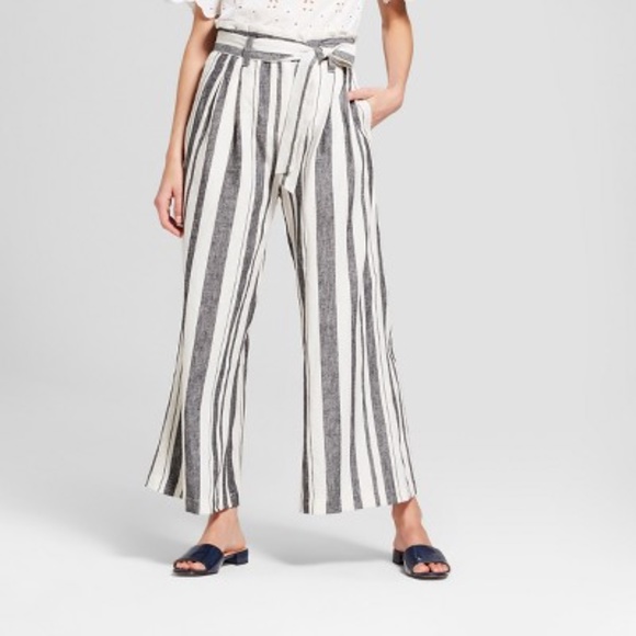 womens striped wide leg pants
